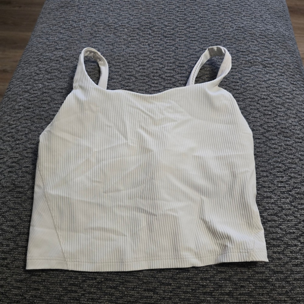 Old Navy Active Powersoft Sports Bra Women S Ivory Ribbed Light Support Tank